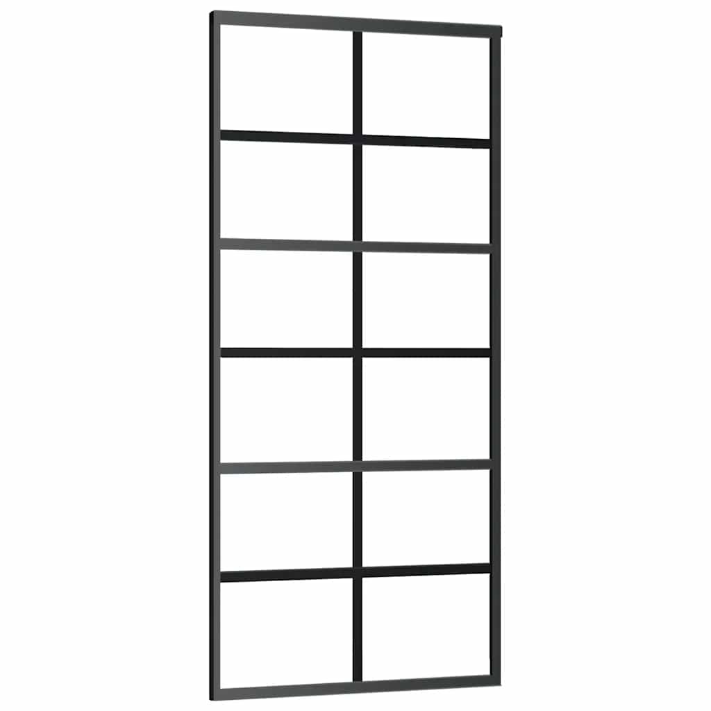 Puerta Corredera ESG Vidrio y Aluminio Negra 90x205 cm