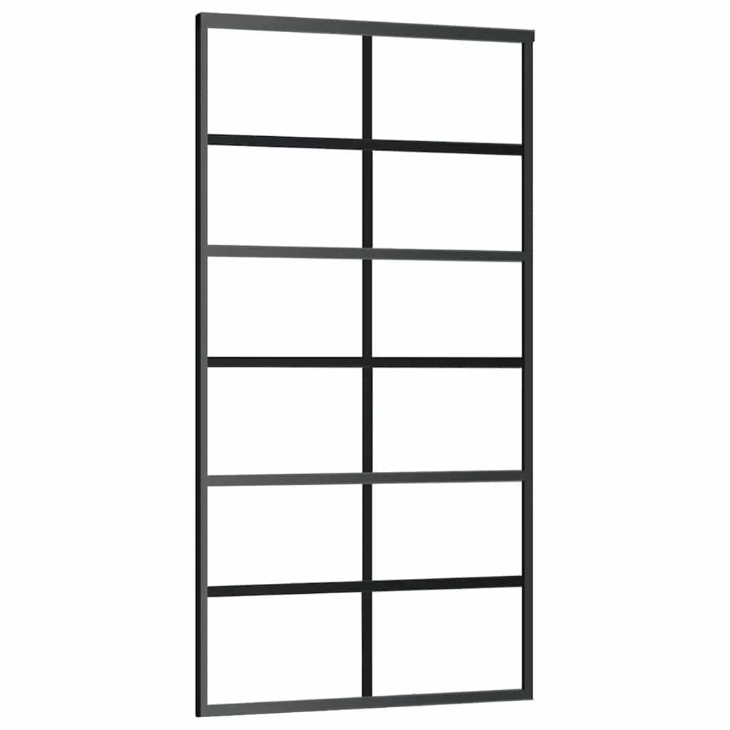 Puerta Corredera ESG Vidrio y Aluminio Negra 102x205 cm