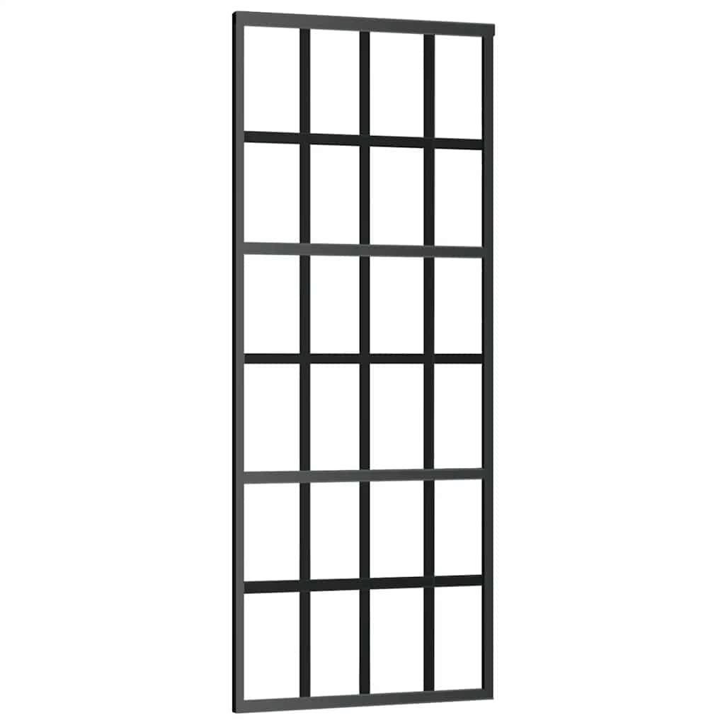 Puerta Corredera ESG Vidrio y Aluminio Negra 76x205 cm