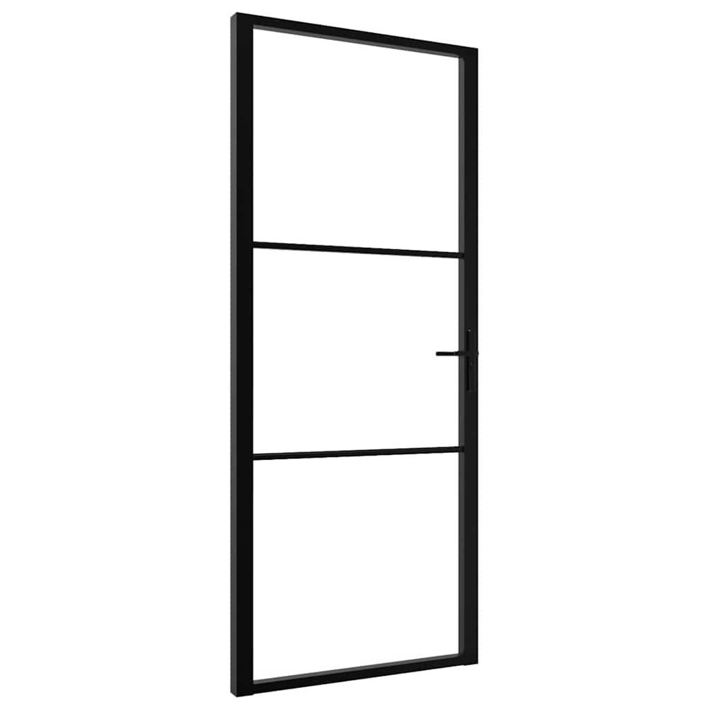 Porte intérieure en verre ESG et aluminium noir 93x201,5 cm 