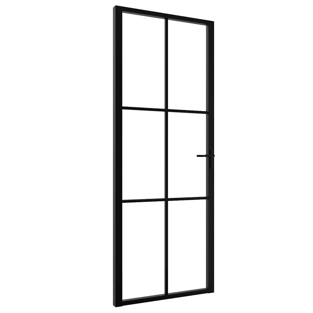 Porte intérieure en verre ESG et aluminium noir 76x201,5 cm 