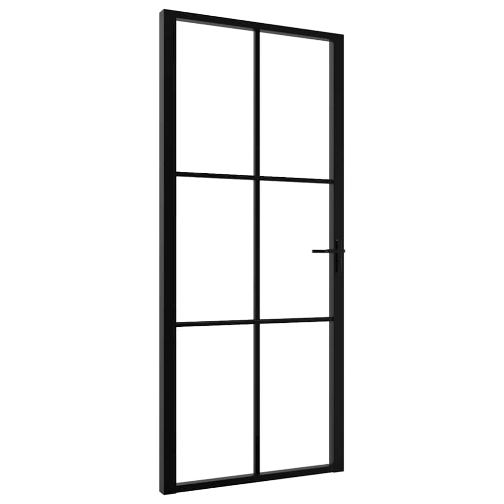 Porte intérieure en verre ESG et aluminium noir 93x201,5 cm 
