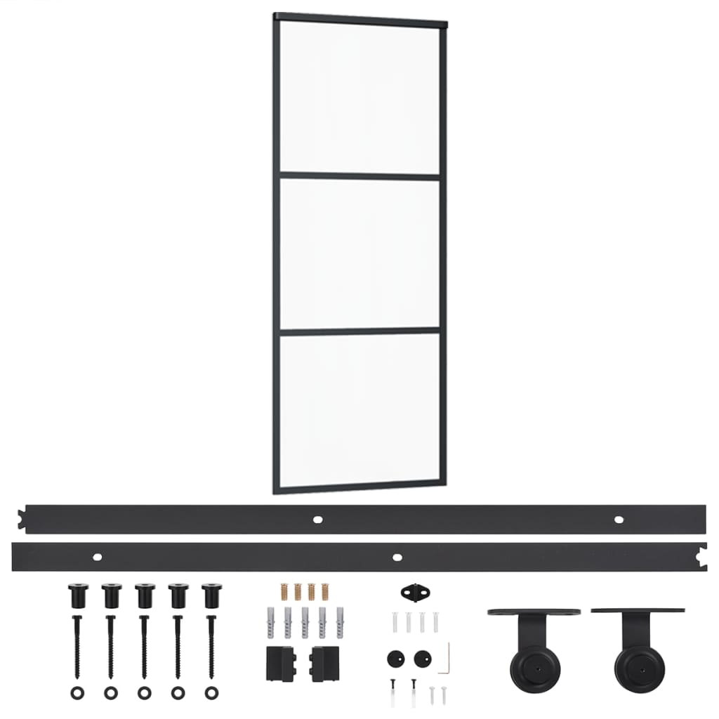 Porte coulissante avec ferrures en verre ESG et aluminium 76x205 cm 