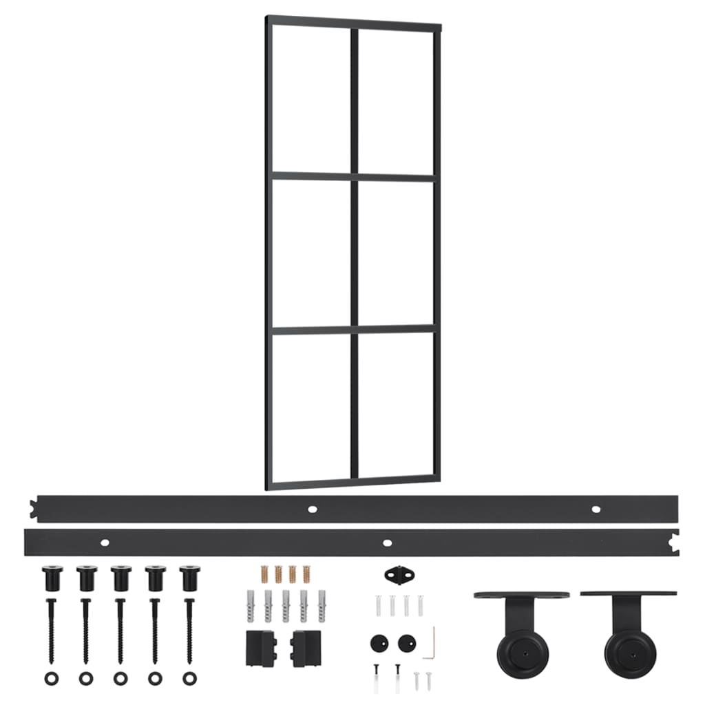 Porte coulissante avec ferrures en verre ESG et aluminium 76x205 cm 