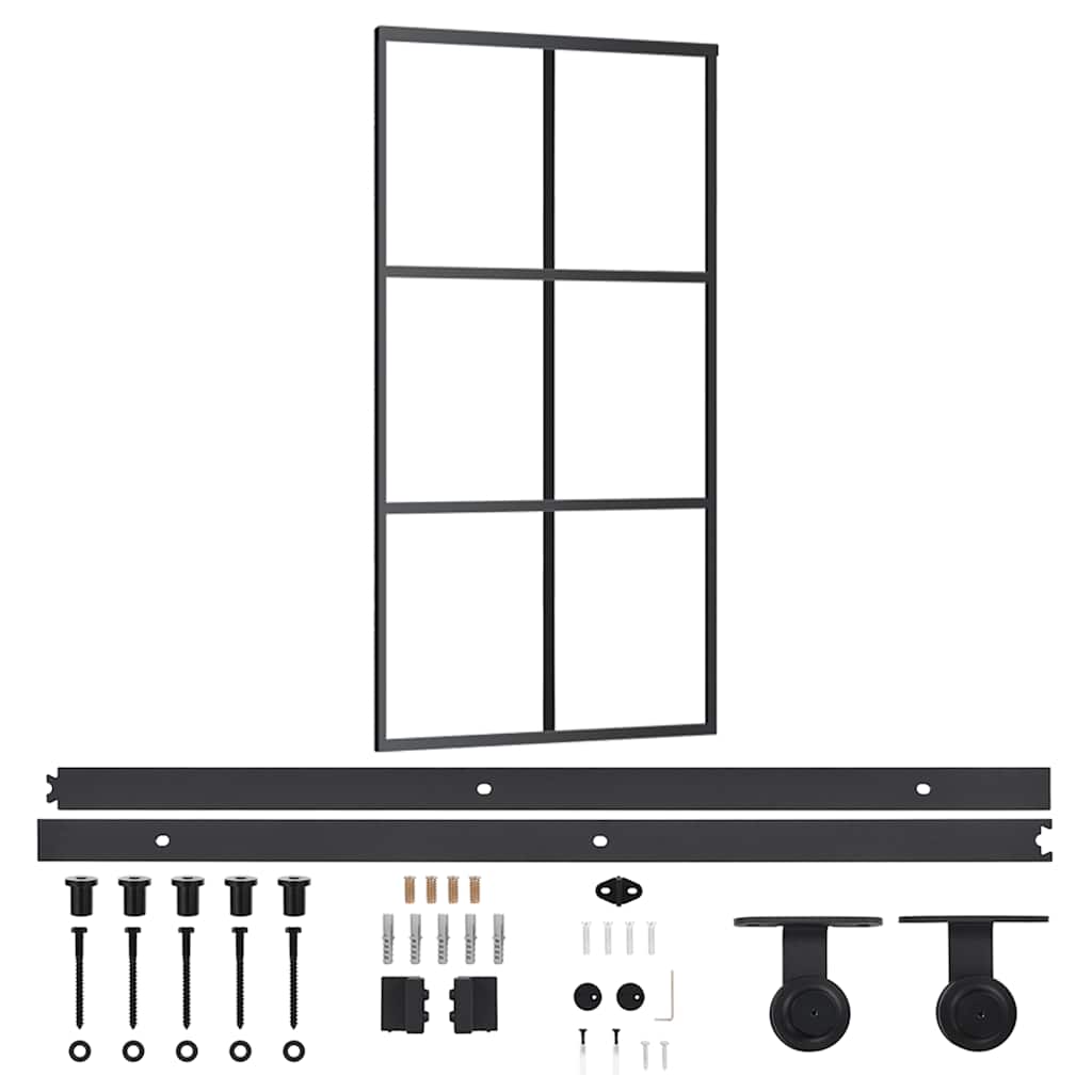 Puerta Corredera Vidrio ESG 102x205 cm — Aluminio Negro