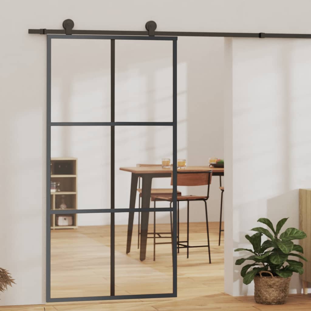 Puerta Corredera Vidrio ESG 102x205 cm — Aluminio Negro