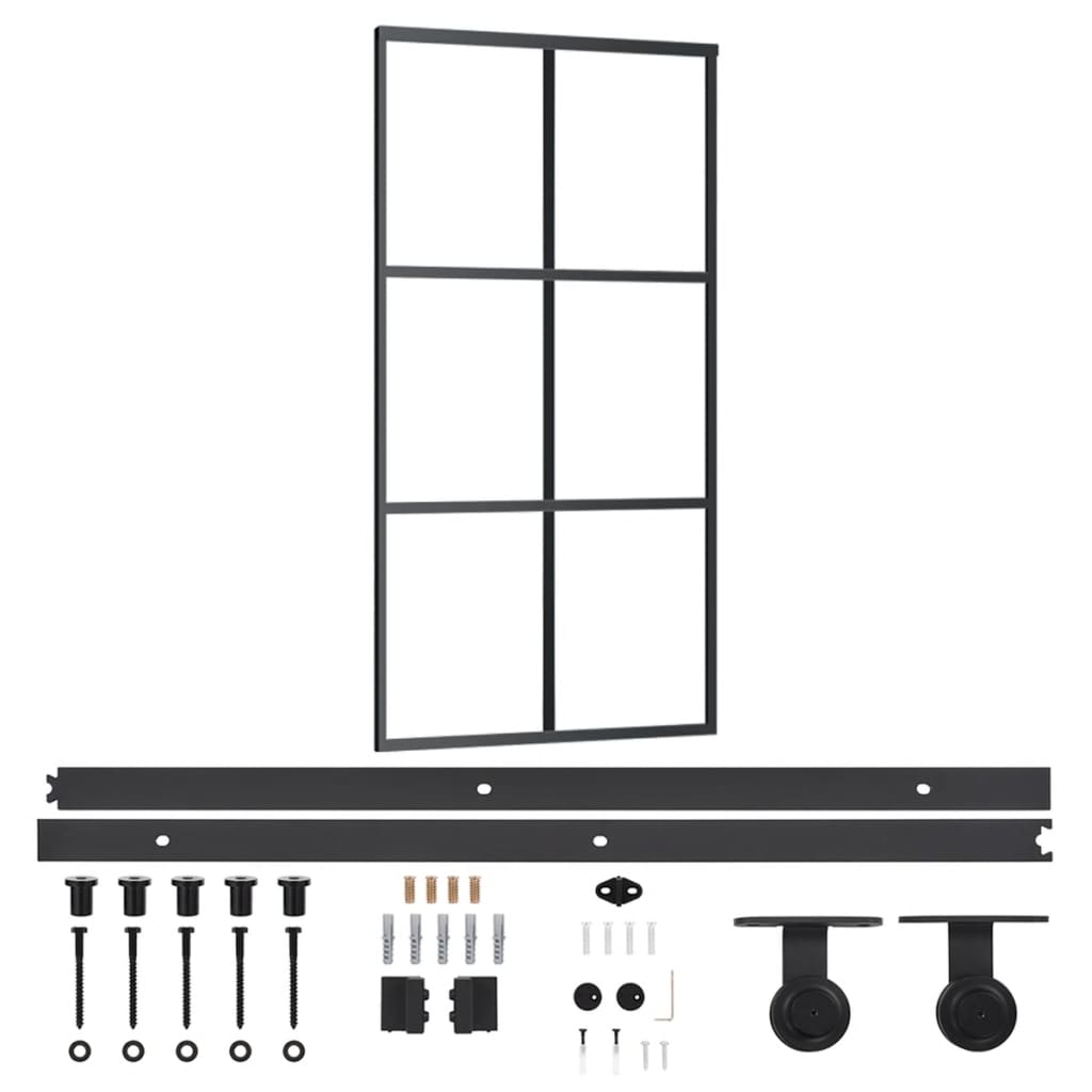 Puerta Corredera Vidrio ESG 102x205 cm — Aluminio Negro