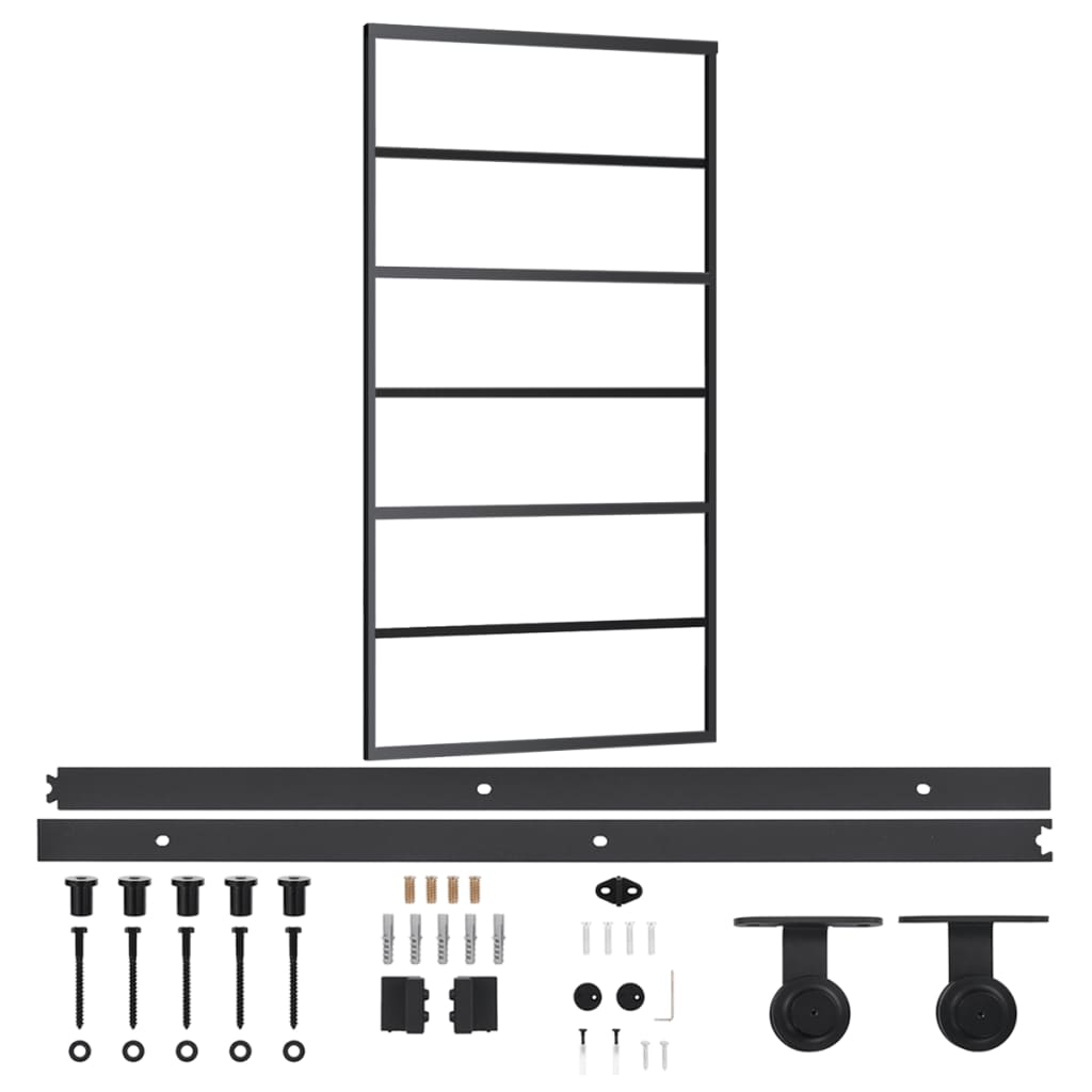 Puerta Corredera Vidrio ESG 102x205 cm — Aluminio Negro