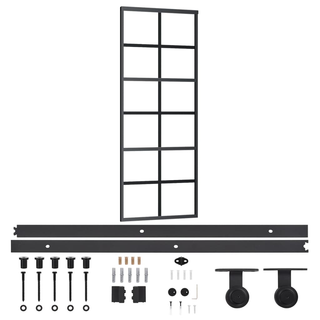 Porte coulissante avec ferrures ESG verre et aluminium 76x205 cm 