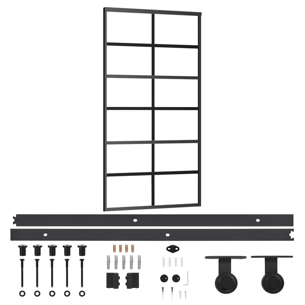 Puerta Corredera Vidrio ESG 102x205 cm — Aluminio Negro