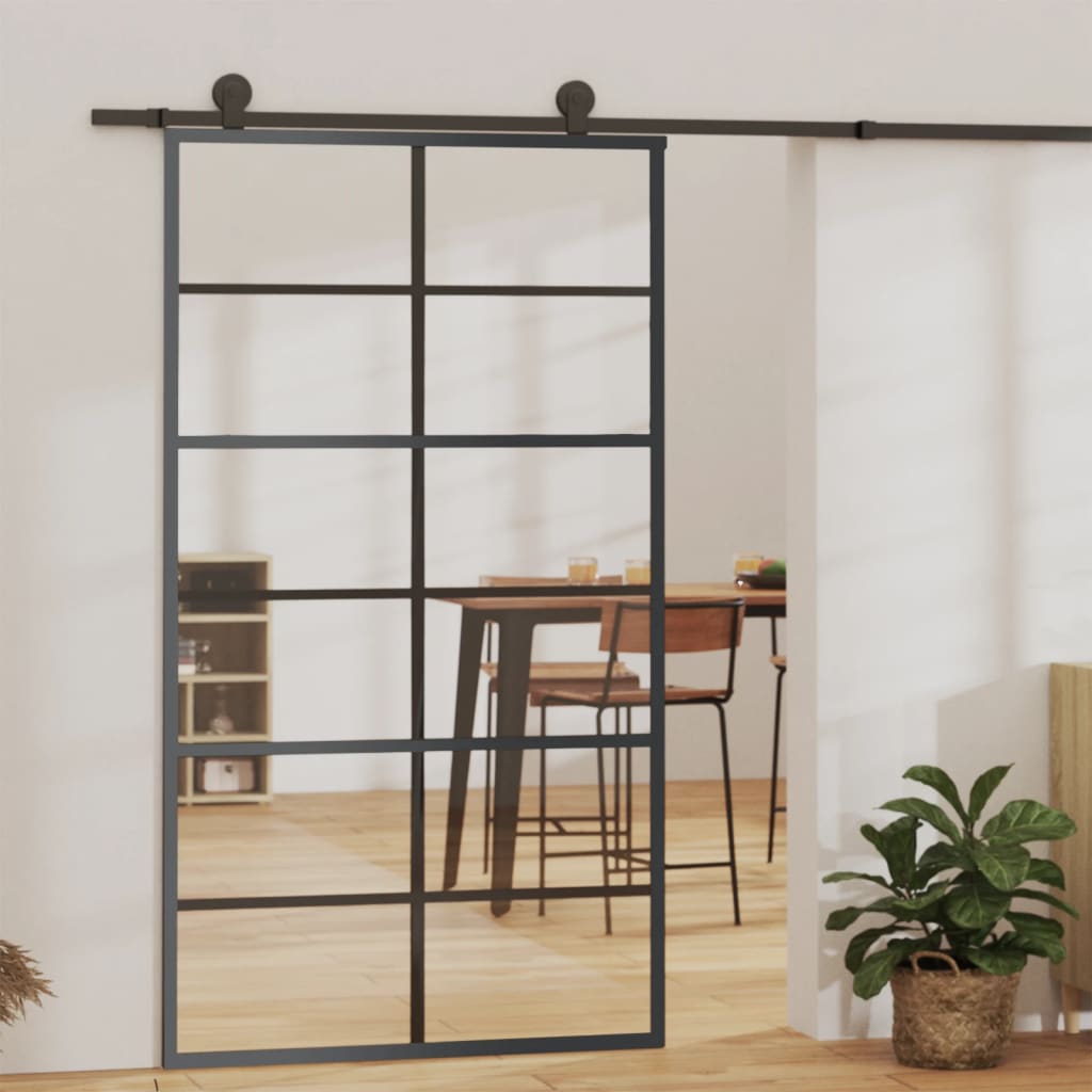 Puerta Corredera Vidrio ESG 102x205 cm — Aluminio Negro