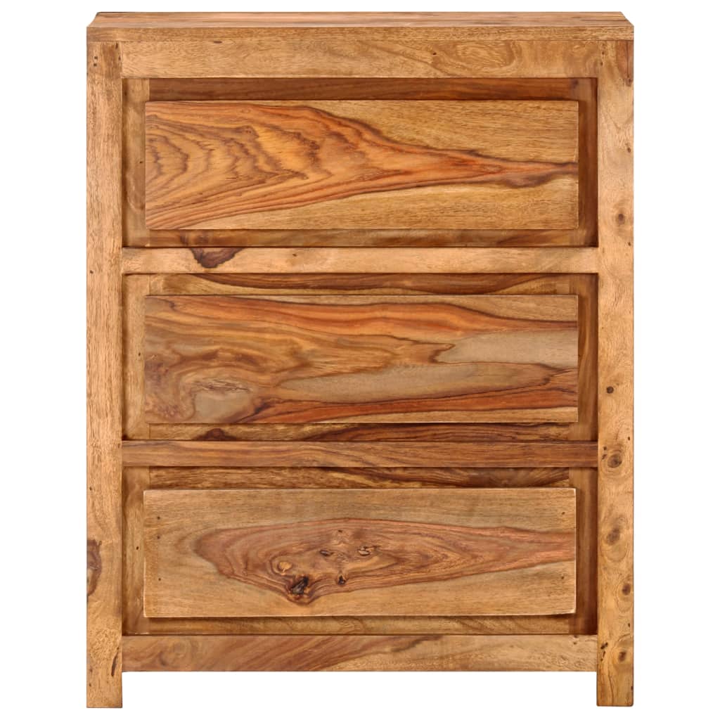 Commode à tiroirs Vetonek en bois d'acacia massif 60x33x75 cm
