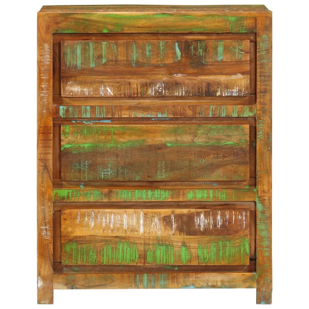 Vetonek Commode en bois massif recyclé multicolore 60x33x75 cm