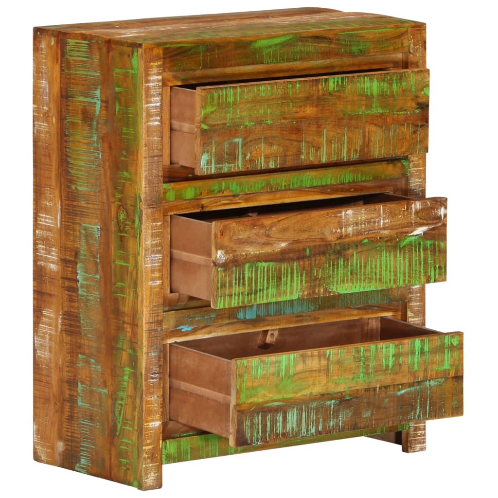 Commode en bois massif recyclé multicolore 60x33x75 cm v5773 - Vetonek