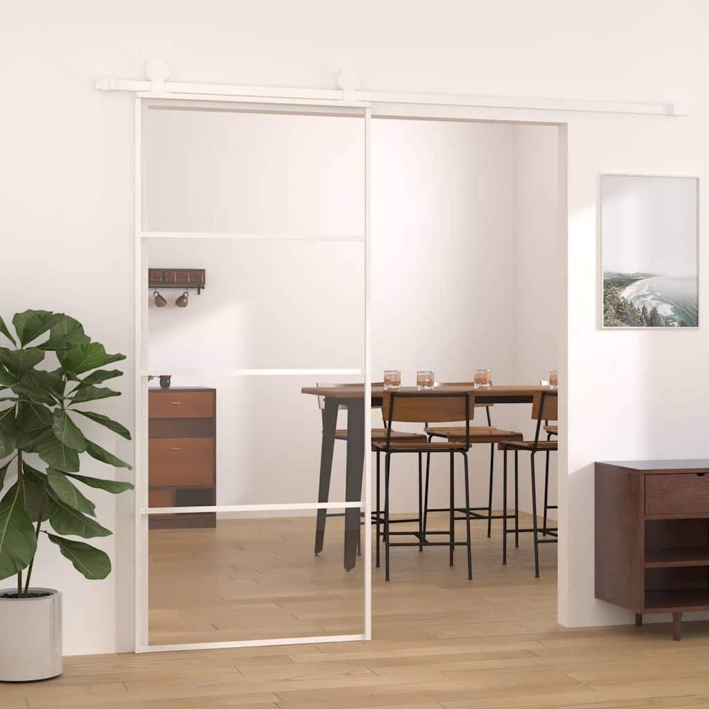 Puerta Corredera ESG Vidrio y Aluminio Blanca 90x205 cm