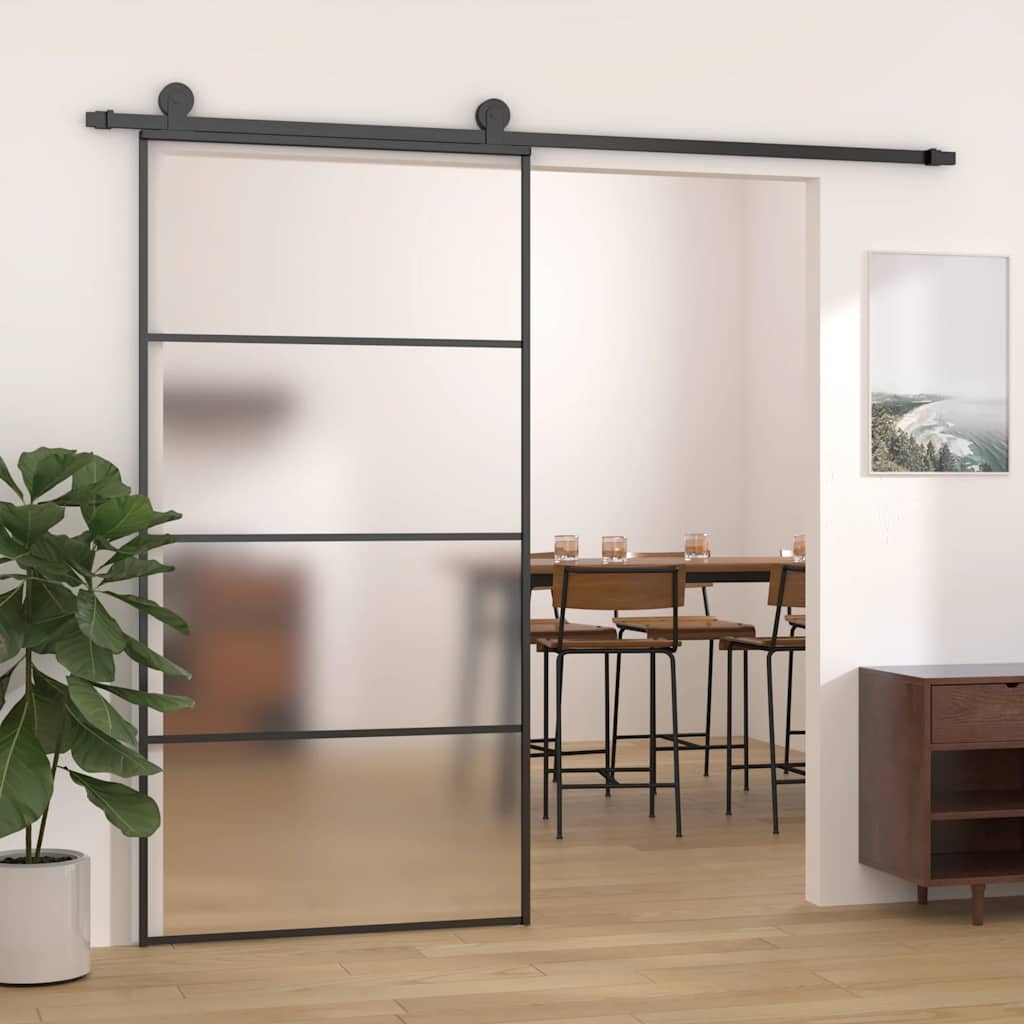 Puerta Corredera ESG Vidrio y Aluminio Negra 102,5x205 cm