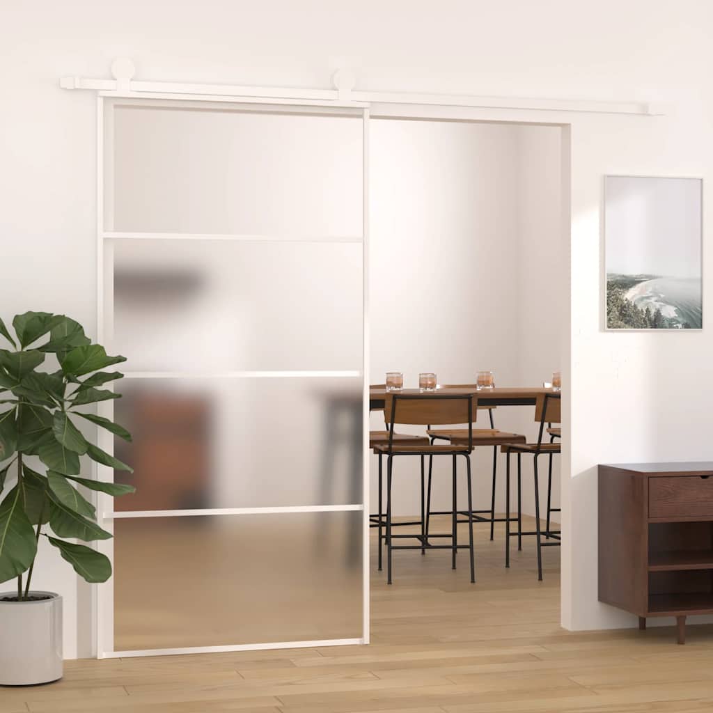 Puerta Corredera ESG Vidrio y Aluminio Blanca 102,5x205 cm