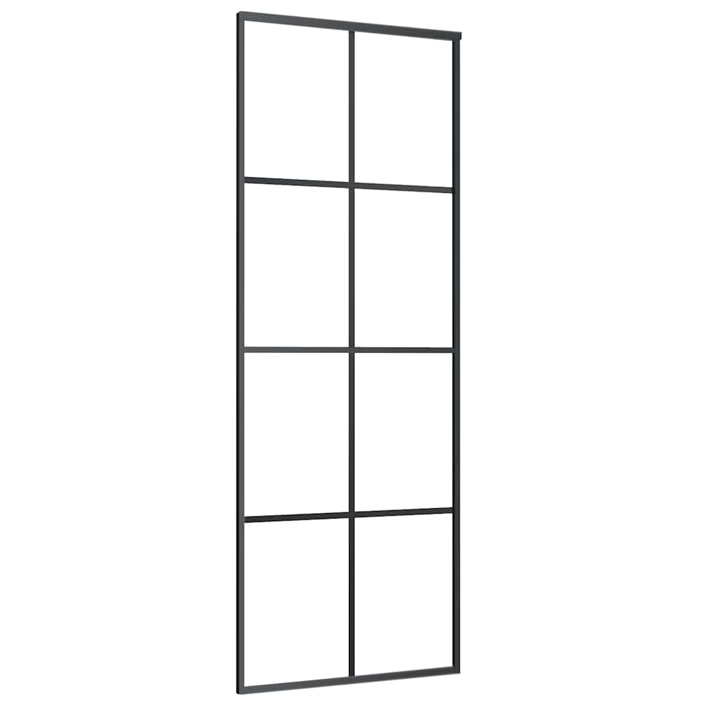Porte coulissante en verre ESG et aluminium noir 76x205 cm 