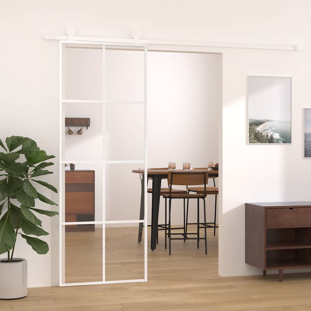 Puerta Corredera ESG Vidrio y Aluminio Blanca 76x205 cm