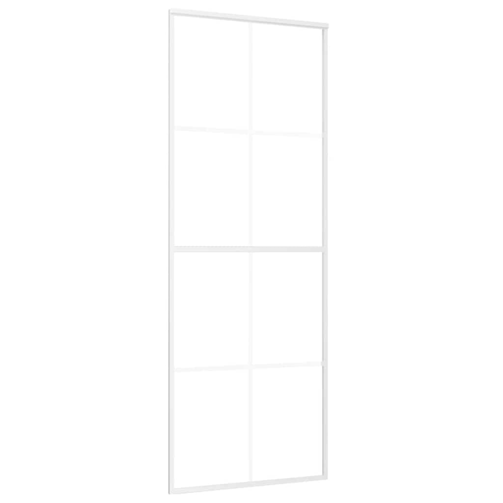 Porte coulissante en verre ESG et aluminium blanche 76x205 cm 