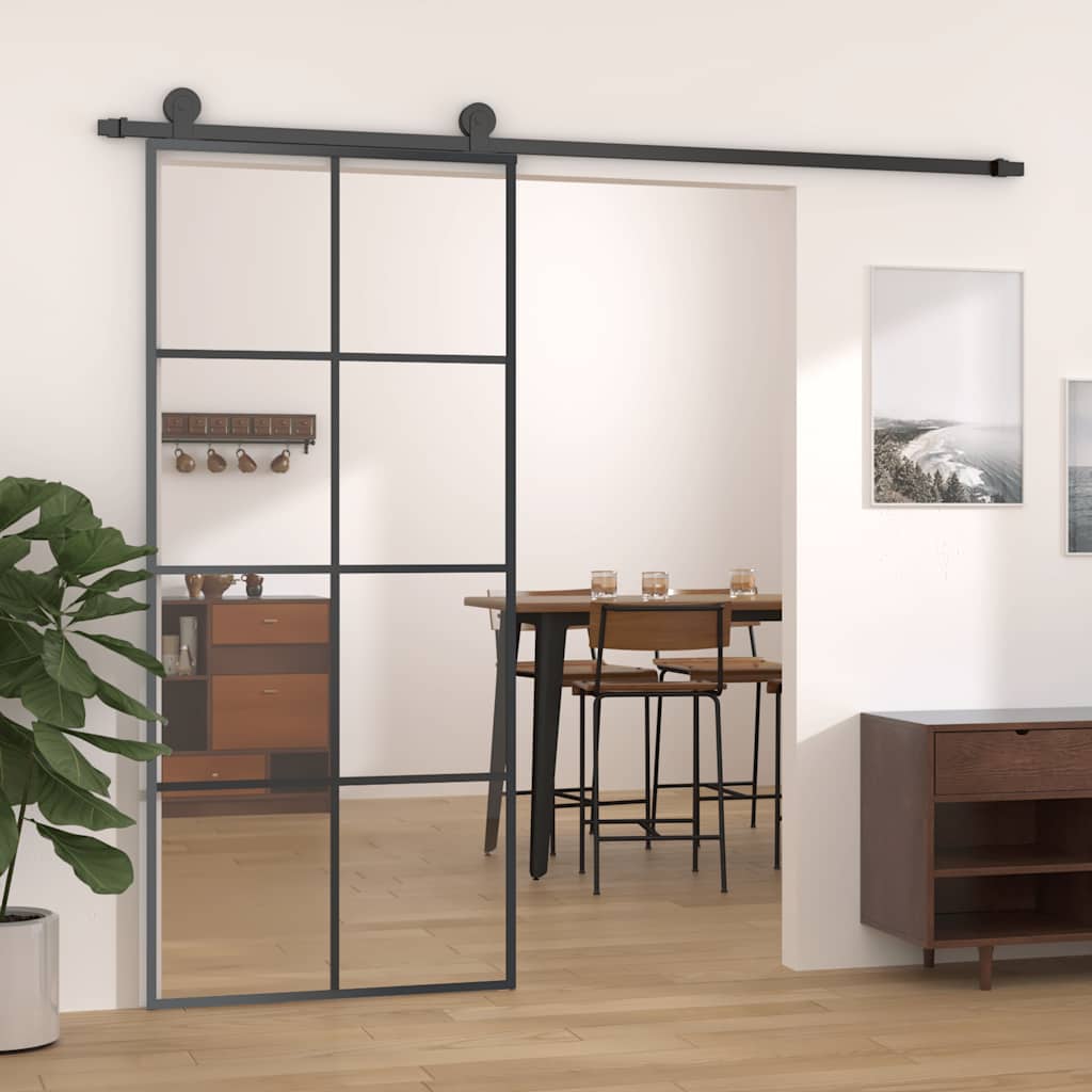 Puerta Corredera ESG Vidrio y Aluminio Negro 90x205 cm