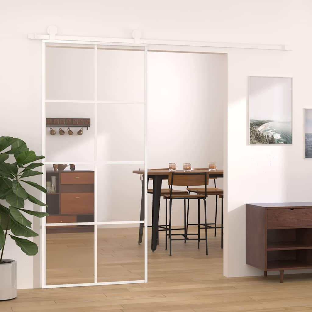Puerta Corredera ESG Vidrio y Aluminio 90x205 cm Blanco