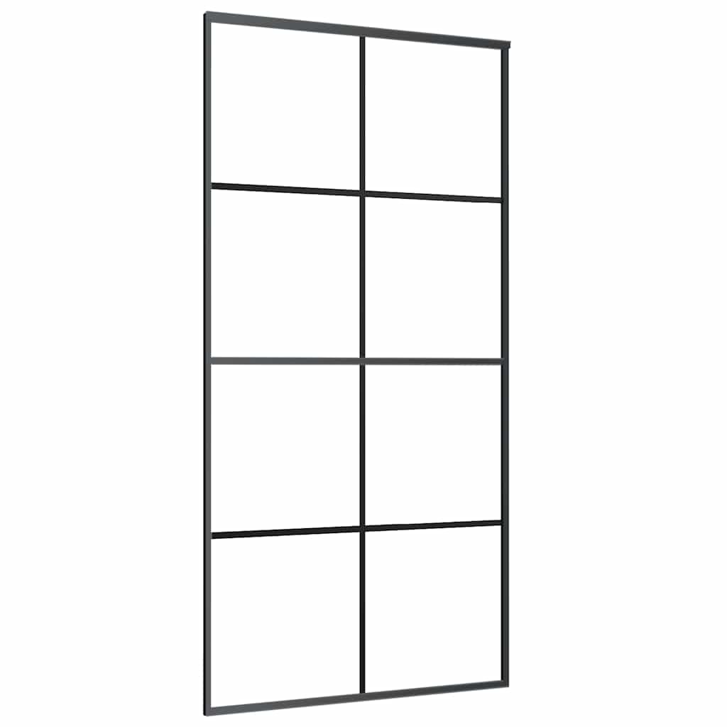 Porte coulissante en verre ESG et aluminium noir 102,5x205 cm 