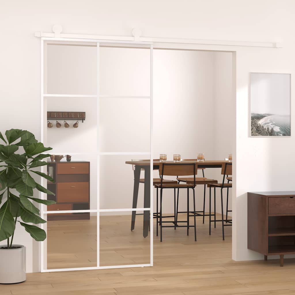 Puerta Corredera ESG Vidrio y Aluminio Blanca 102,5x205 cm