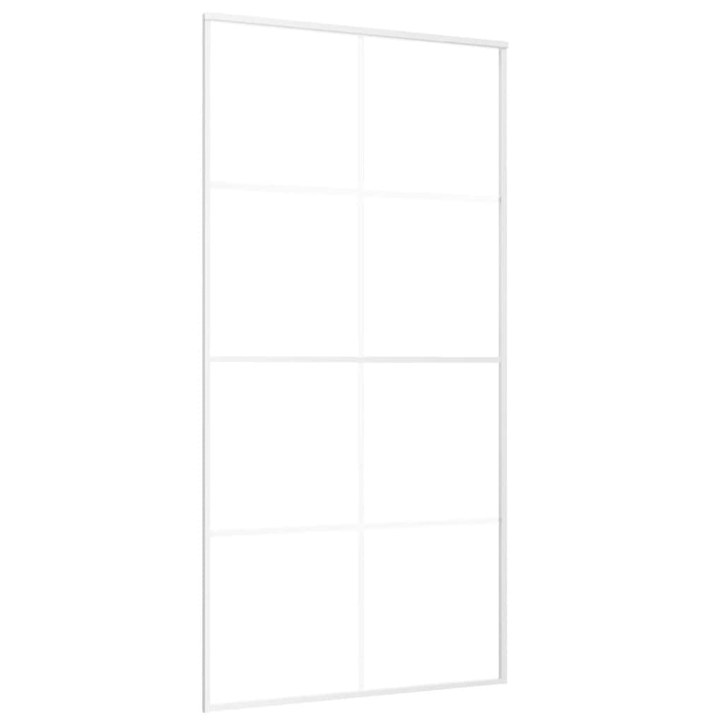 Porte coulissante en verre ESG et aluminium blanche 102,5x205 cm 