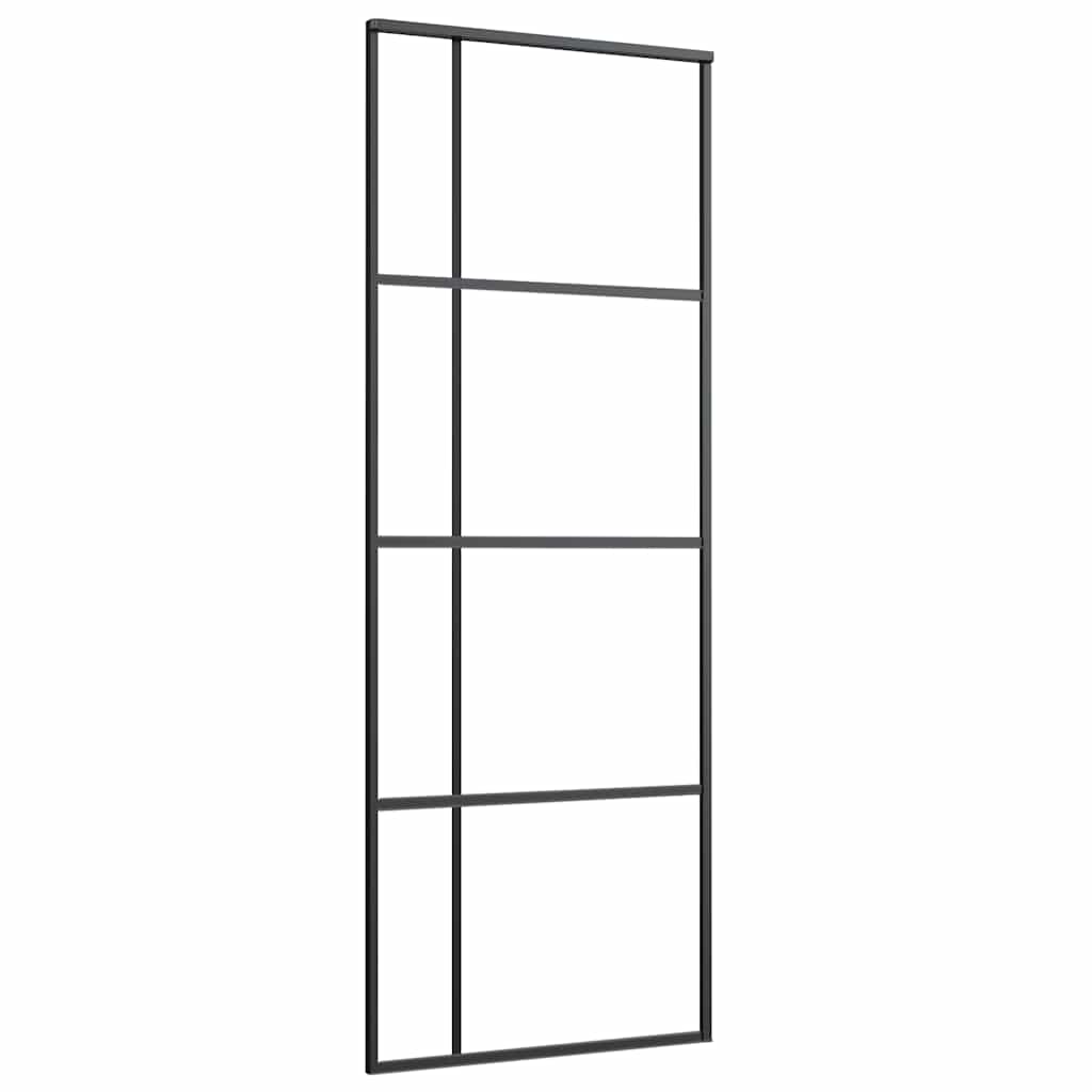 Puerta Corredera ESG Vidrio y Aluminio Negra 76x205cm