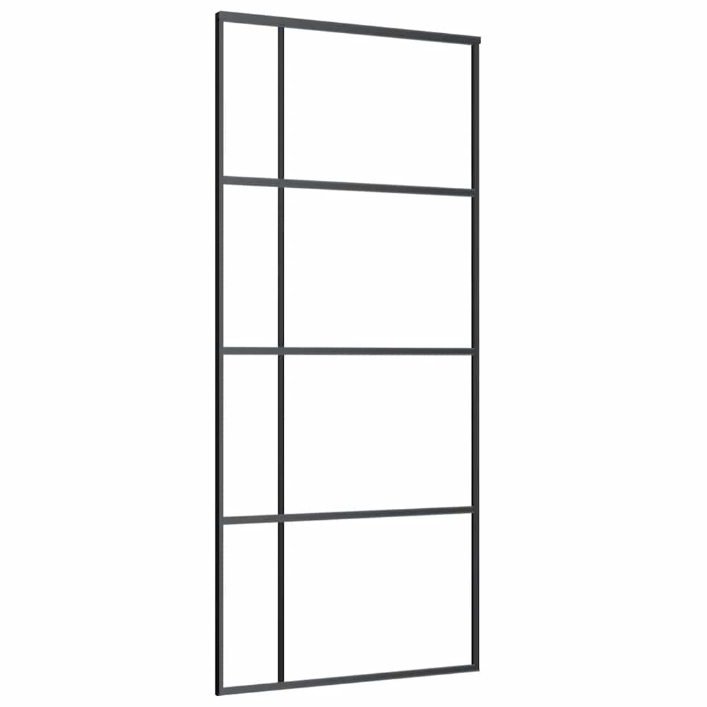 Puerta Corredera ESG Vidrio y Aluminio Negra 90x205 cm
