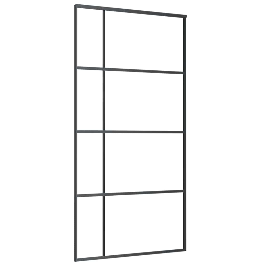 Puerta Corredera ESG Vidrio Esmerilado y Aluminio Negra 102,5x205 cm