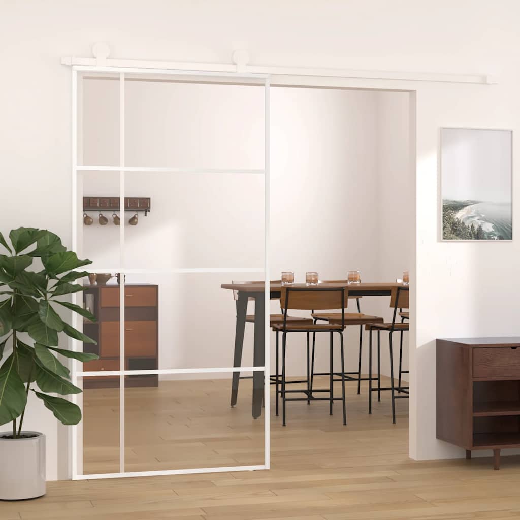 Puerta Corredera ESG Vidrio y Aluminio Blanca 102,5x205 cm