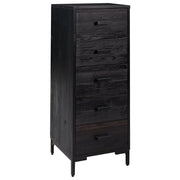 Vetonek Commode en bois de pin massif noir 42x35x110 cm