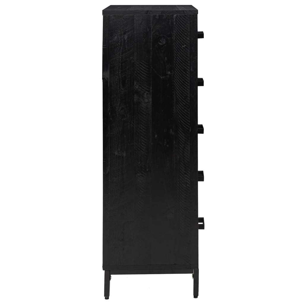 Commode en pin massif noir 42x35x110 cm v2806 - Vetonek