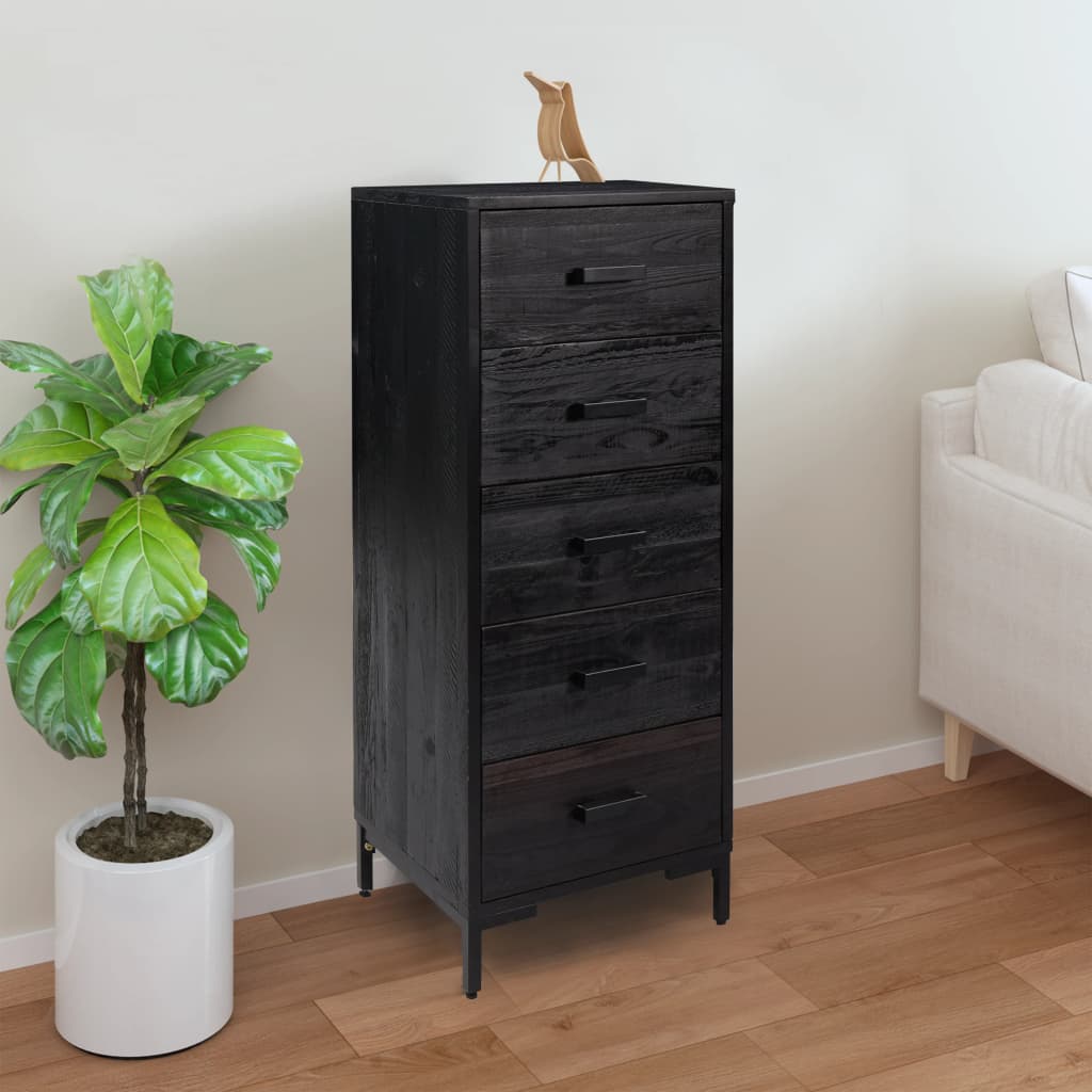 Commode en pin massif noir 42x35x110 cm v2806 Vetonek