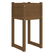 Jardinera madera maciza de pino marrón miel 40x40x81 cm - Vetonek