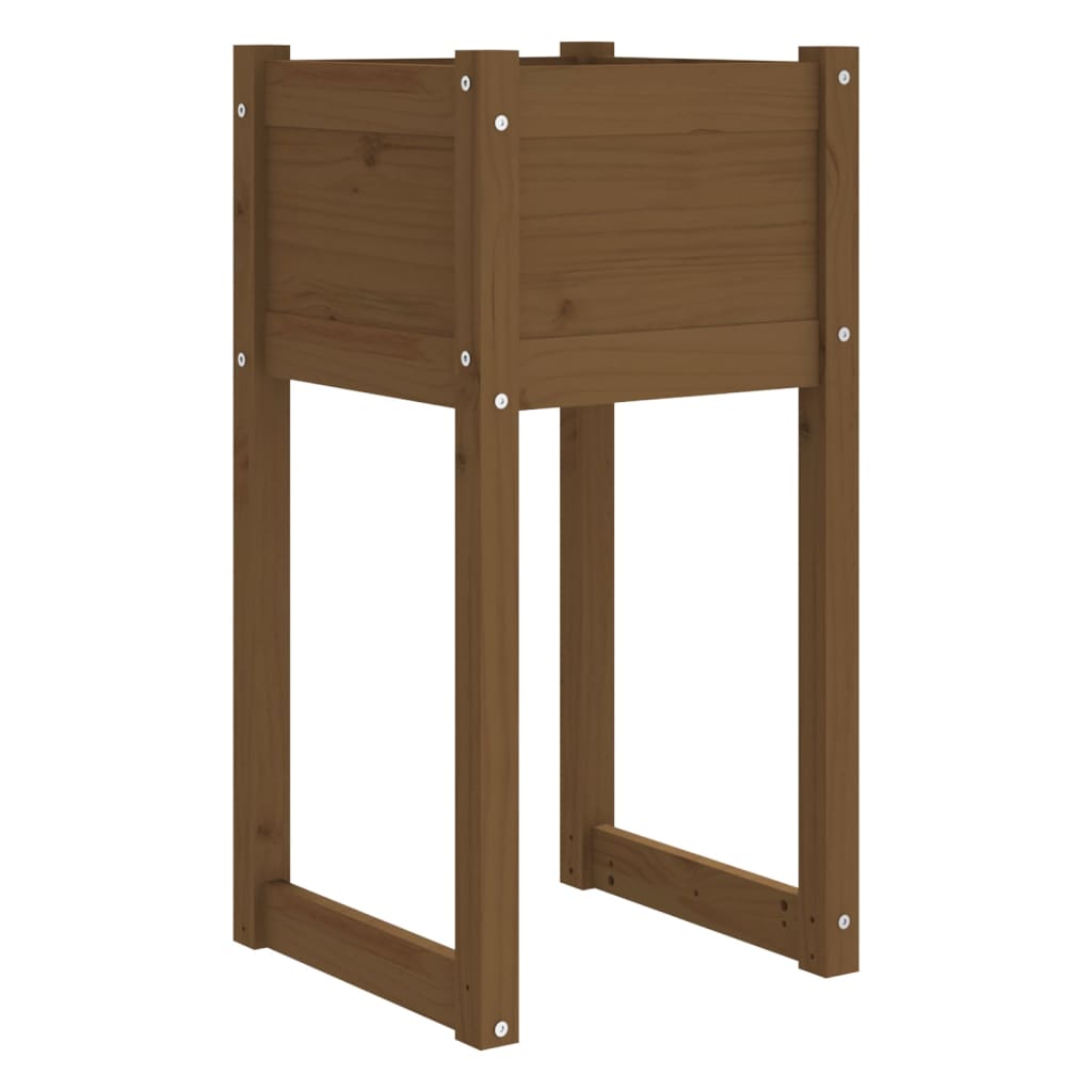Jardinera madera maciza de pino marrón miel 40x40x81 cm - Vetonek