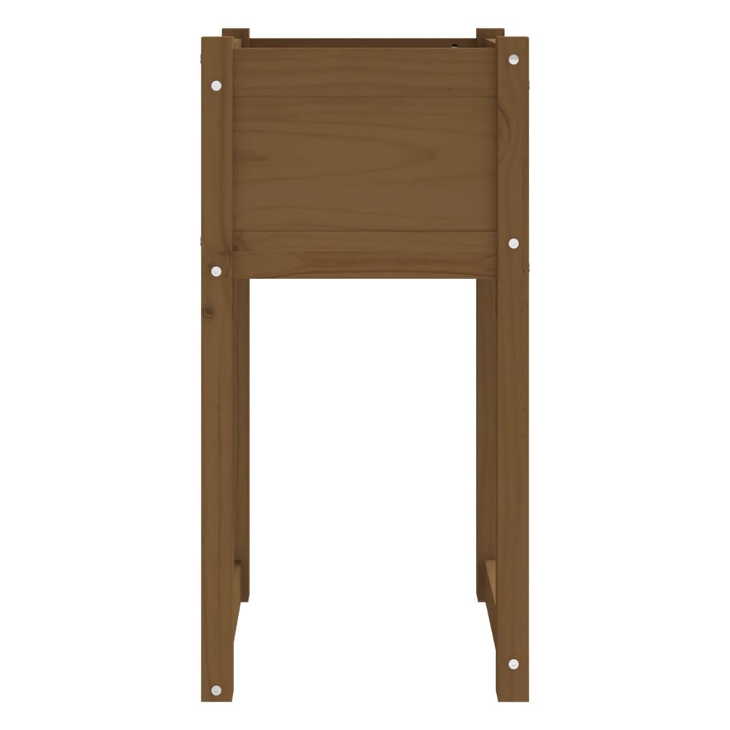 Jardinera madera maciza de pino marrón miel 40x40x81 cm - Vetonek