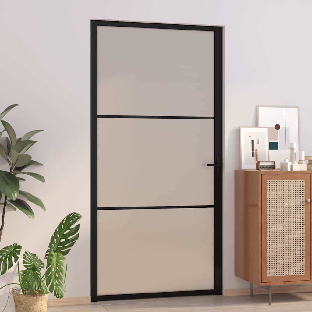 Porte intérieure en verre et aluminium noir mat 102,5x201,5 cm 