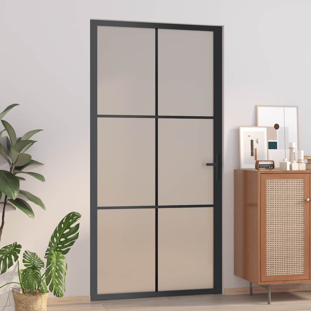 Porte intérieure en verre et aluminium noir mat 102,5x201,5 cm 