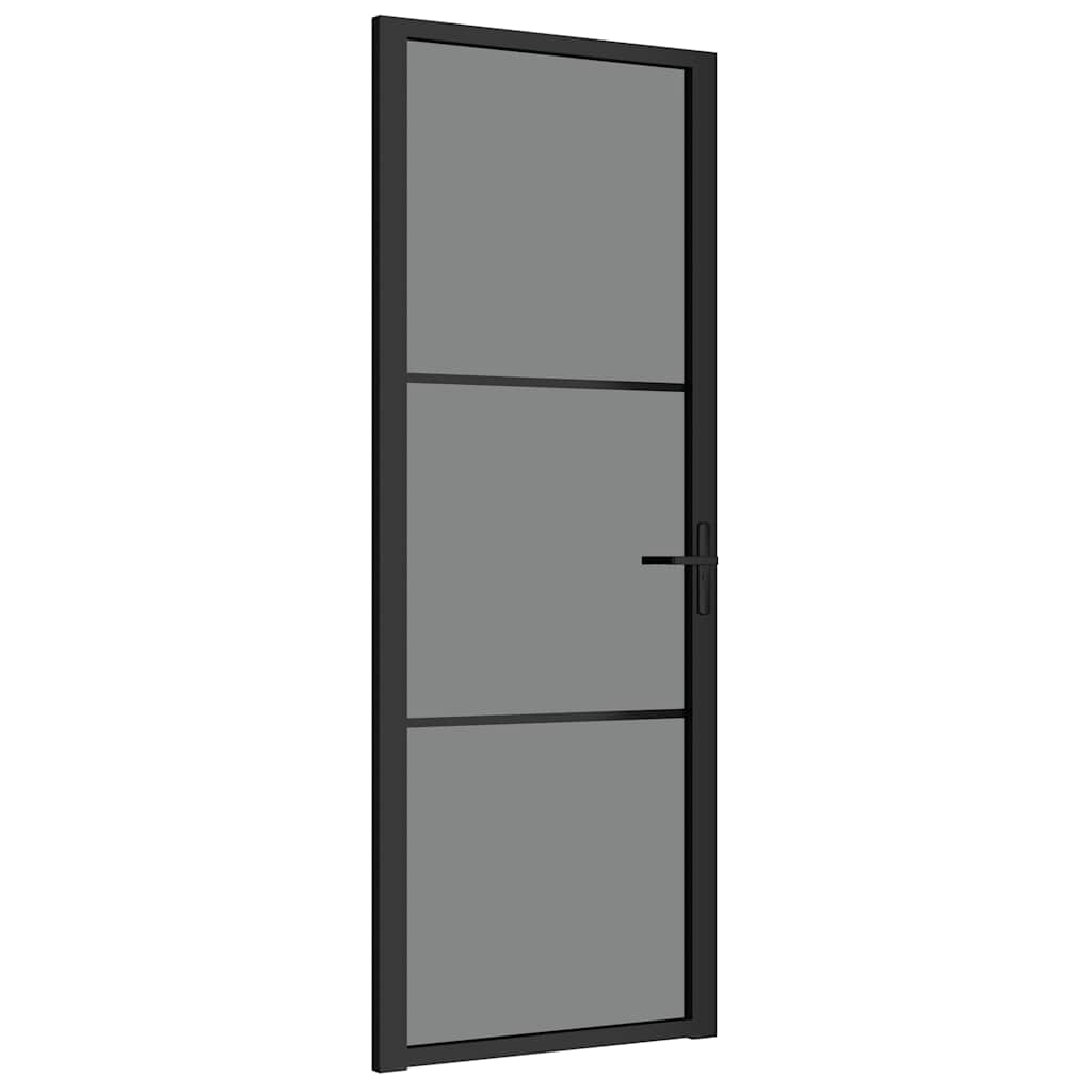 Porte intérieure en verre EGS et aluminium noir 76x201,5 cm 