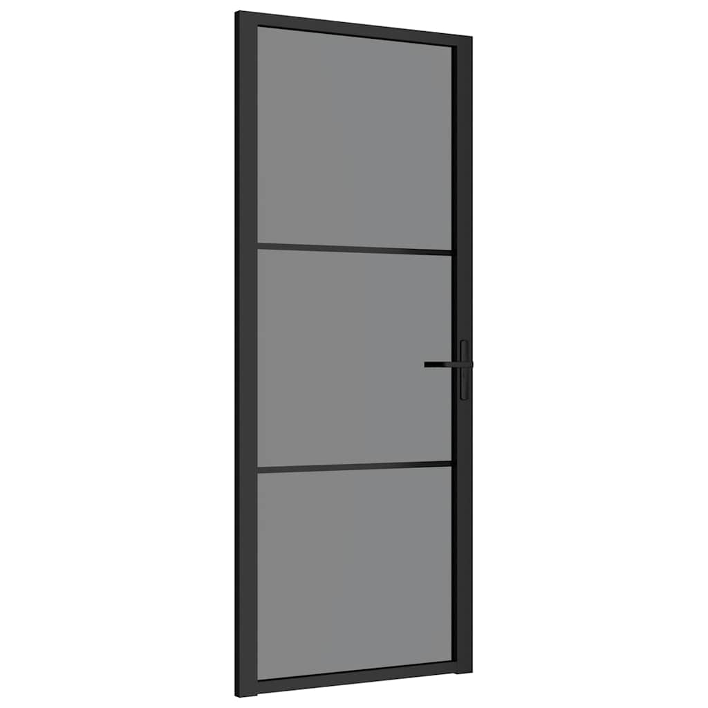 Porte intérieure en verre EGS et aluminium noir 83x201,5 cm 