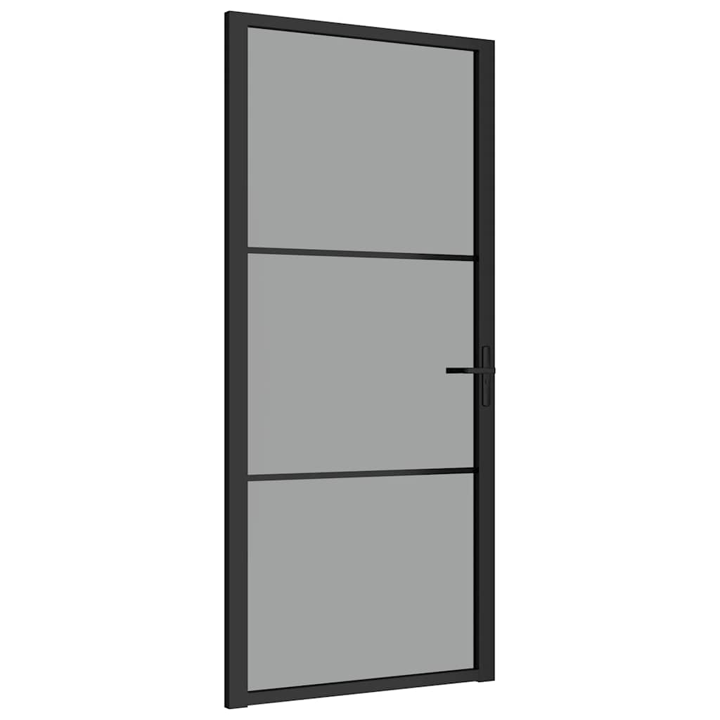 Porte intérieure en verre ESG et aluminium noir 93x201,5 cm 