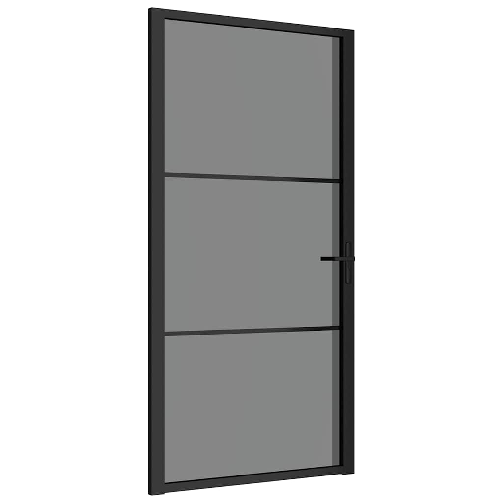 Porte intérieure en verre EGS et aluminium noir 102,5x201,5 cm 
