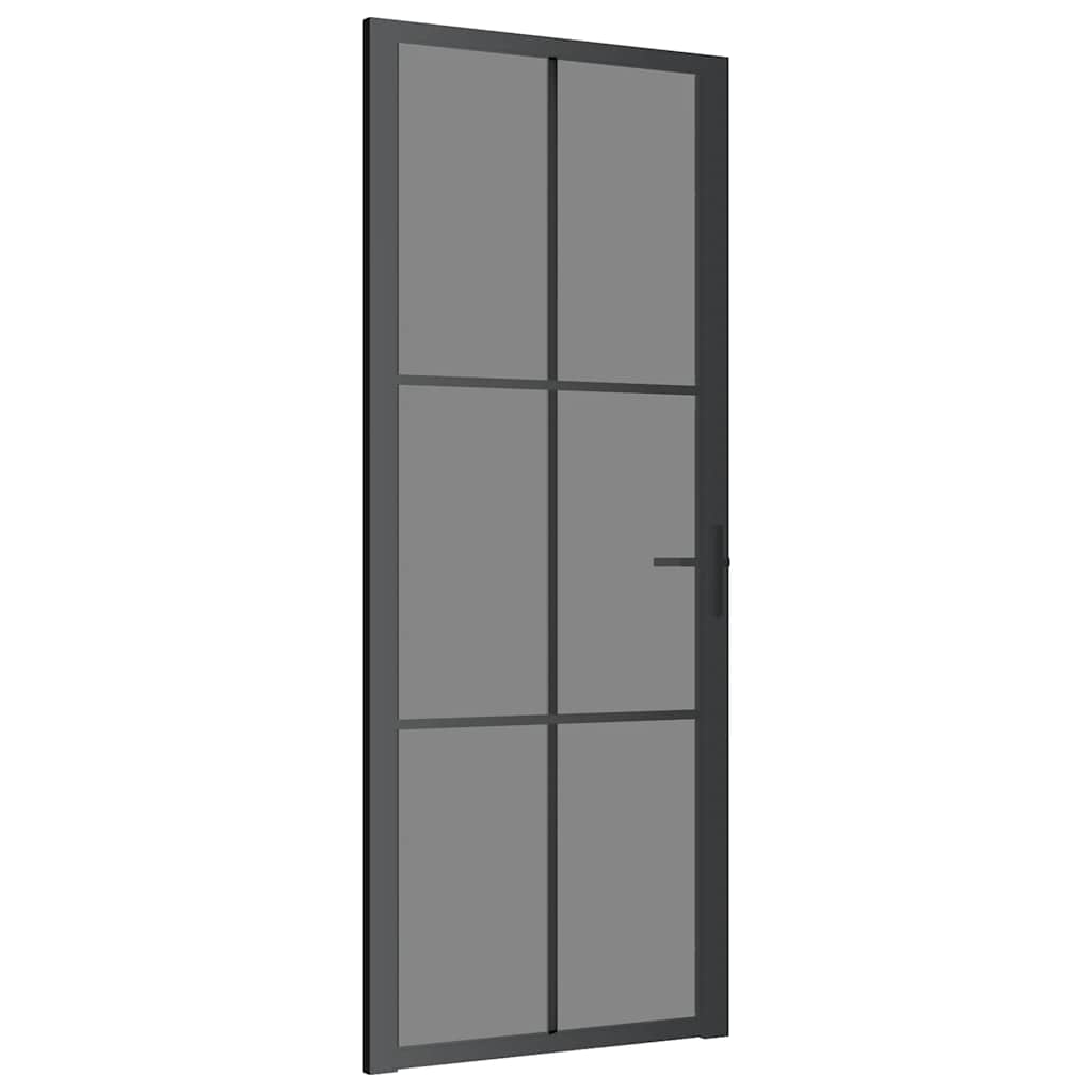 Porte intérieure en verre EGS et aluminium noir 83x201,5 cm 
