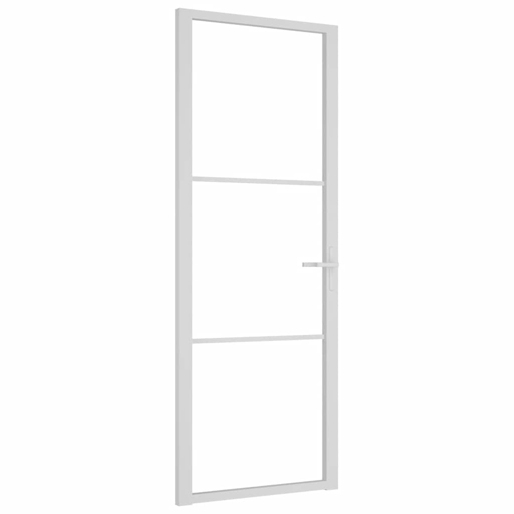 Porte intérieure en verre EGS et aluminium blanc 76x201,5 cm 