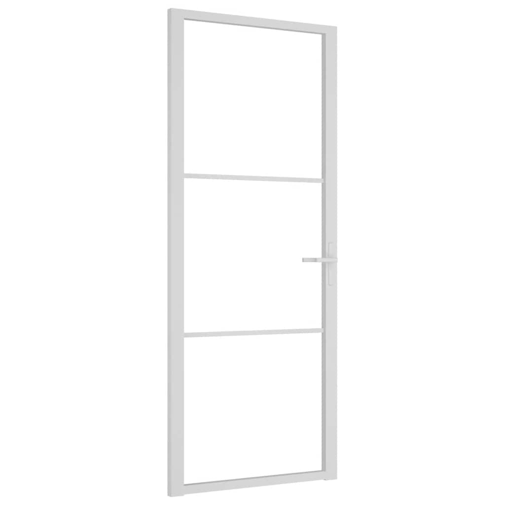 Porte intérieure en verre EGS et aluminium blanc 83x201,5 cm 