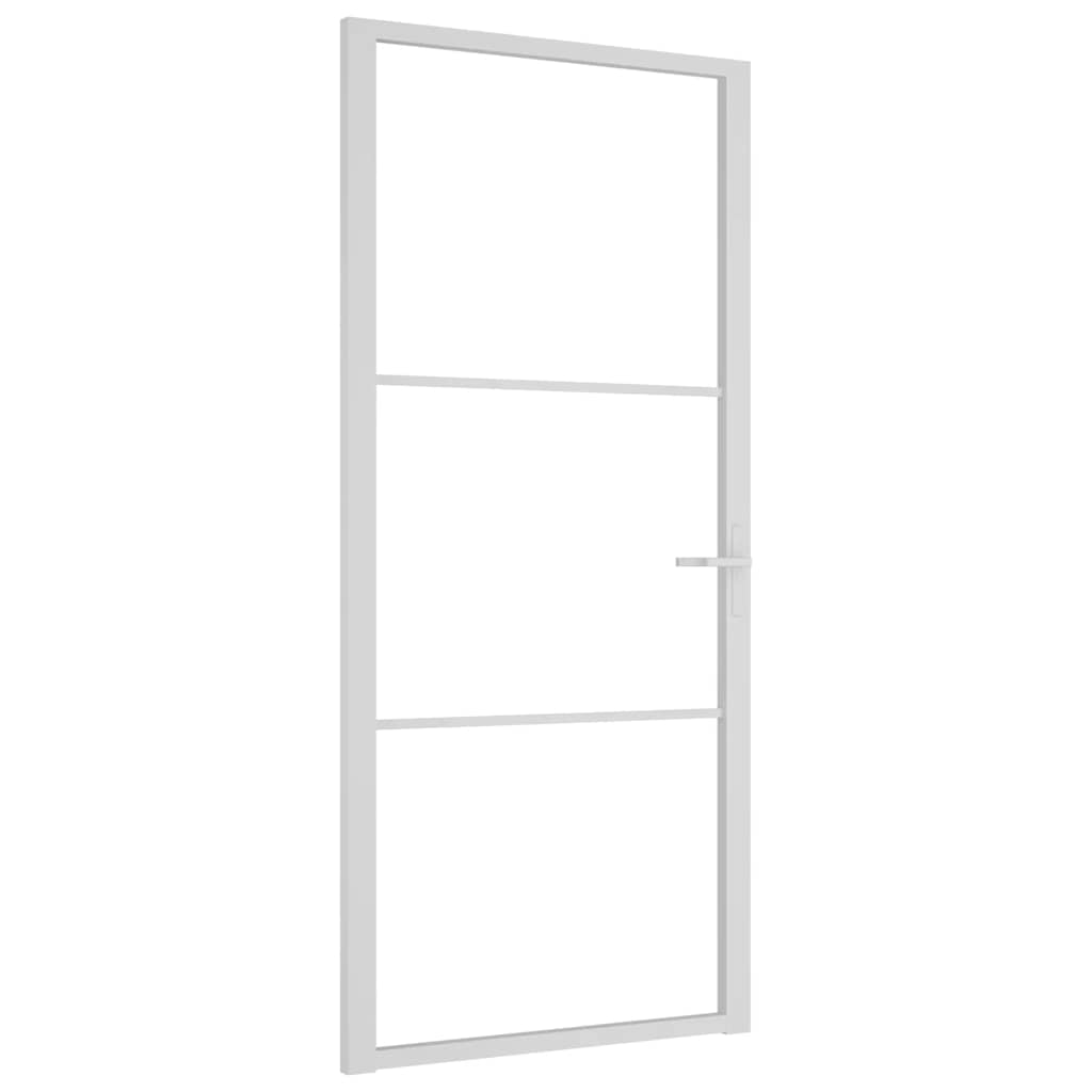 Porte intérieure en verre EGS et aluminium blanc 93x201,5 cm 
