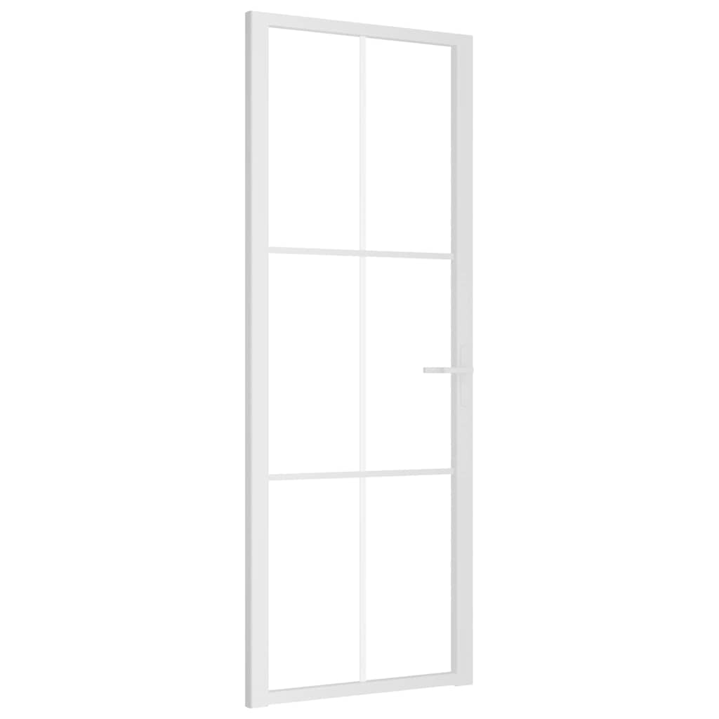 Porte intérieure en verre EGS et aluminium blanc 76x201,5 cm 